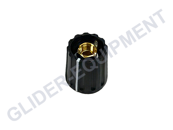 Instrumenten draaiknop 14.5mm (schacht Ø6mm) zwart met streep [E021-3425]